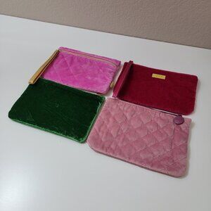 Ipsy Velvet Cosmetic Bag Bundle (4) • Quilted & Plush Makeup Pouches